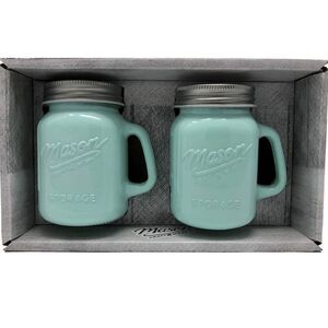 Mason Jar Craft & More Farmhouse Style Milk Glass Green Salt Pepper Shaker Set